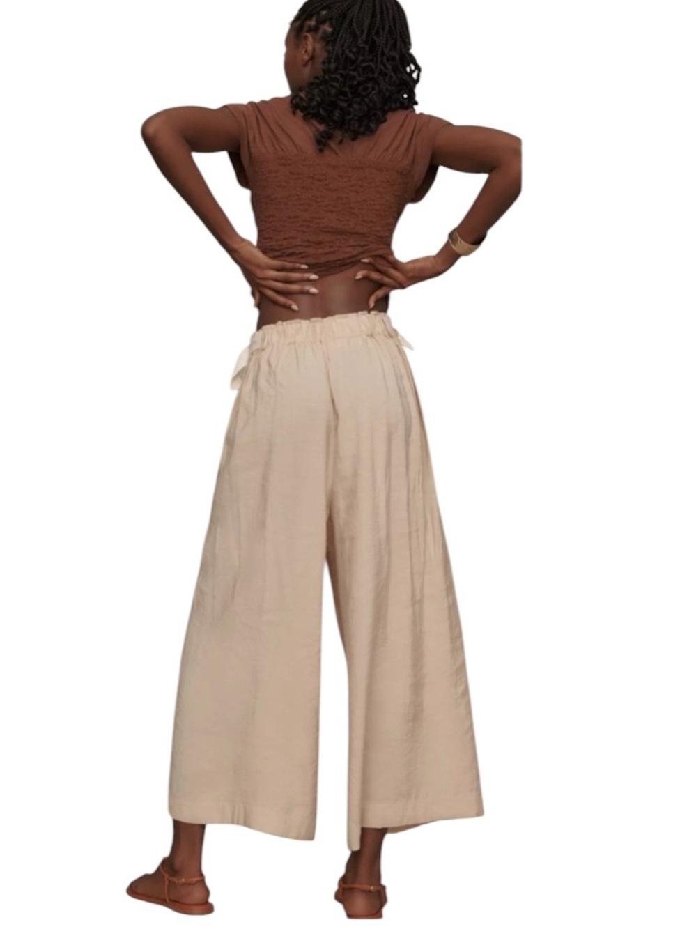 Anthropologie Safari Wide Leg Cargo Belt Flowy Pants in Tan Size Medium - Picture 4 of 14
